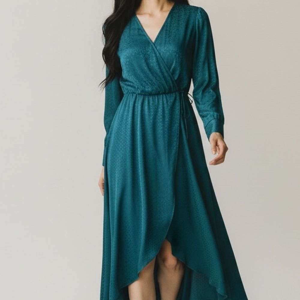 Alexa B Nites Elegant Teal Wrap Dress in Size 4